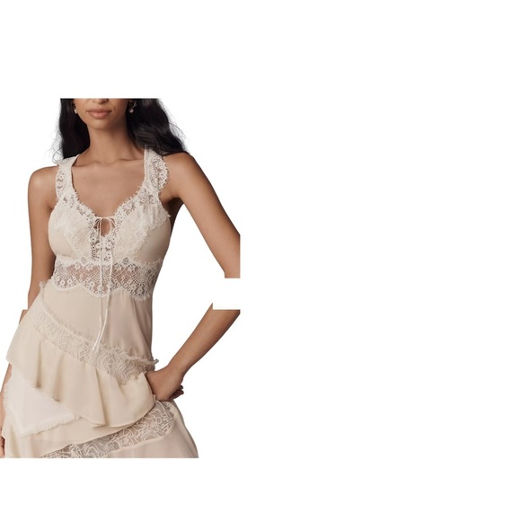 By Anthropologie Sleeveless Keyhole Tiered Lace Midi Dress - Picture 6 of 6